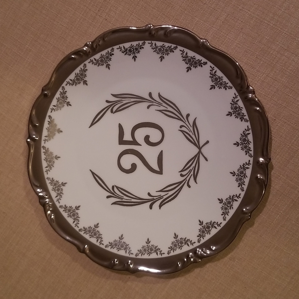 Vintage 25th Wedding Anniversary Plate